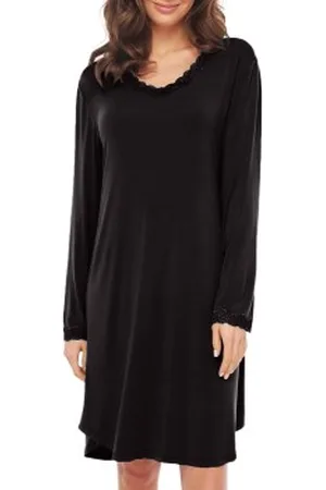 Lady Avenue Bamboo Nightdress With Long Sleeve Zwart Bamboe Medium Dames