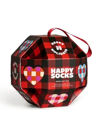 Happy Socks Sokken Bauble Sock Gift Set Rood patroon modaal Maat 41/46