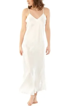 Damella Long Silk Nightdress Ivoor zijde X-Small Dames