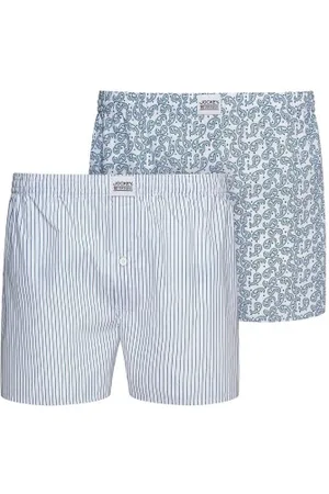 Jockey Herenslips 2P Woven Boxer Shorts Blauw/Wit katoen Small Heren