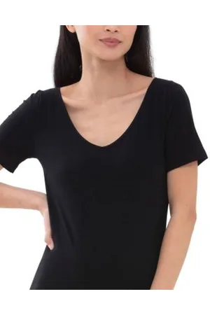 Mey Superfine Organic V-Neck T-Shirt Zwart katoen 36 Dames