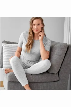 Damella Bamboo Short Sleeve Pyjamas Grijs Bamboe Small Dames