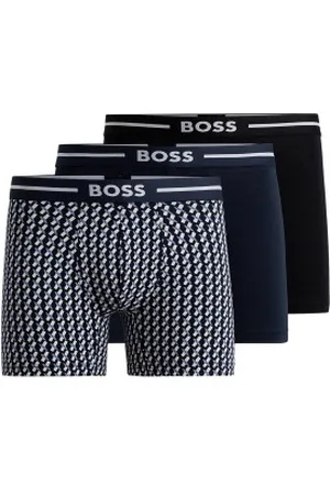 HUGO BOSS Herenslips 3P Bold Design BoxerBr Zwart/Blauw katoen Medium Heren
