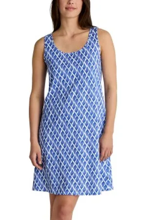 Calida Shell Nights Nightdress Blauw/Wit katoen Large Dames