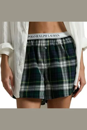Ralph Lauren Cozy Flannel Boxer Zwart/Groen katoen X-Small Dames