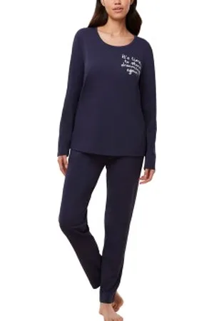 Triumph PK 03 Long Sleeve Pyjama Set Marine katoen 38 Dames