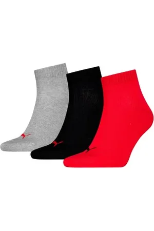 PUMA Sokken 3P Quarter Socks Rood/Grijs Maat 35/38