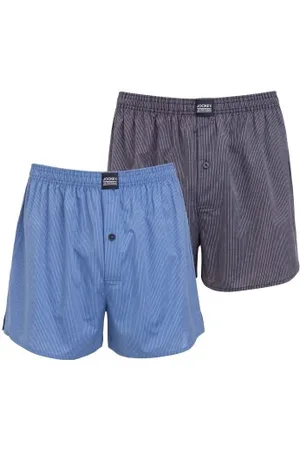 Jockey Herenslips 2P Woven Boxer Shorts 3XL-6XL Blauw/Grijs katoen 3XL Heren