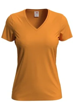 Stedman Classic V-Neck Women T-shirt Oranje katoen Small Dames
