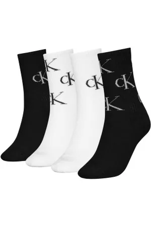 Calvin Klein Calvin Klein Sokken 4P Women Aop Socks Gift Box Zwart/Wit One Size Dames