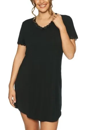 Lady Avenue Bamboo Nightdress SS Zwart Bamboe Small Dames