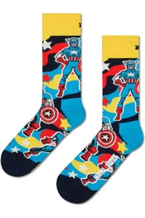 Happy Socks Sokken Marvel Captain America Sock Blauw katoen Maat 36/40