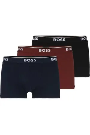 HUGO BOSS Herenslips 3P Power Trunks Zwart/Rood katoen Medium Heren