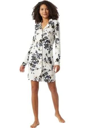 Schiesser Contemporary Nightwear Sleep Shirt Zwart/Wit 38 Dames
