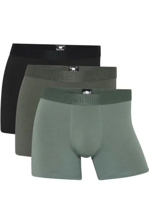 Dovre Herenslips 3P Bamboo Boxer Tights Zwart/Groen Small Heren