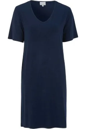 Damella Bamboo Short Sleeve Nightdress Marine Bamboe Small Dames