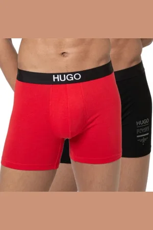 HUGO BOSS Herenslips 2P Brother Boxer Zwart/Rood BCI katoen Medium Heren