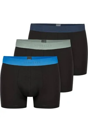 Schiesser Herenslips 3P 95-5 Organic Cotton Woven Shorts Zwart/Blauw katoen Medium Heren