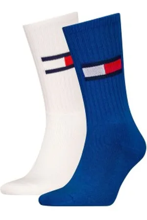 Tommy Hilfiger Tommy Men Uni TJ Flag Socks Sokken 2P Wit/Blauw Maat 35/38