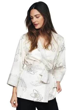 Pierre Robert X Jenny Skavlan Cotton Lounge Kimono Wit patroon S/M Dames