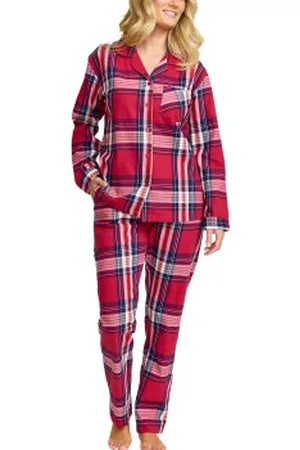 Damella Cotton Flannel Pyjamas Rood patroon katoen Small Dames