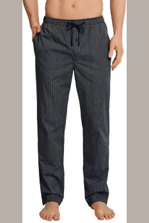 Schiesser Mix and Relax Woven Lounge Pants Donkerblauw gewoven katoen Small Heren
