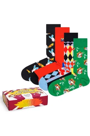 Happy Socks Sokken 4P Circus Enjoy the Show Gift Box Versch. kleure katoen Maat 36/40