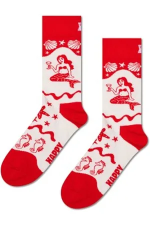 Happy Socks Sokken Mermaid Sock Wiit/Rood katoen Maat 41/46