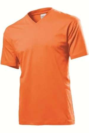 Stedman Classic V-Neck Men T-shirt Oranje katoen Small Heren