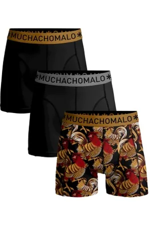 Muchachomalo Herenslips 6P Cotton Stretch Boxers Rooster Zwart patroon katoen Small Heren