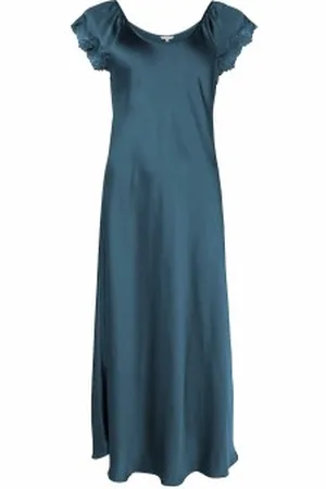 Lady Avenue Pure Silk Shortsleeve Long Nightdress zijde Small Dames