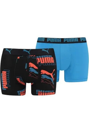 PUMA Herenslips 2P Logo Print Boxer Blauw/Rood katoen Medium Heren