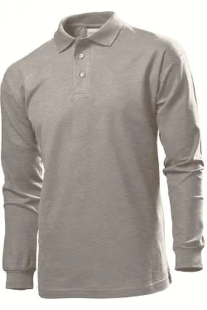 Stedman Polo Long Sleeve Men Grijs katoen Small Heren