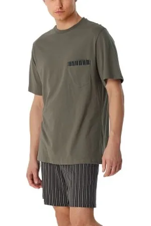 Schiesser Comfort Nightwear Short Pyjamas Bruin patroon katoen 48 Heren
