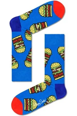 Happy Socks Sokken Burger Sock Blauw patroon Maat 36/40