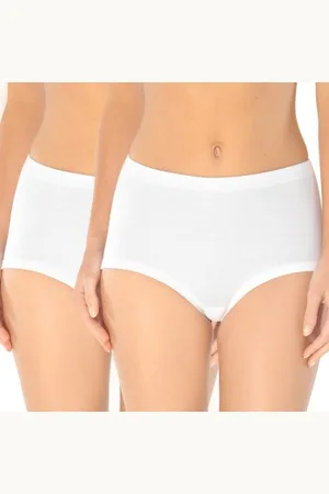 Schiesser 2P Original Classics Fine Rib Waist Panties Wit katoen 38 Dames
