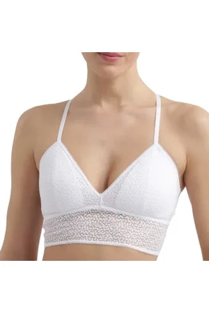 DKNY Modern Lace Racerback Longline Bralette Wit nylon Small Dames