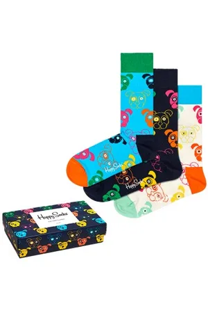 Happy Socks Sokken 3P Dog Socks Gift Box Versch. kleure katoen Maat 36/40 Heren