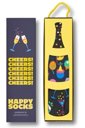 Happy Socks Sokken 3P Celebration Socks Gift Box Zwart patroon katoen Maat 36/40