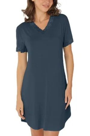Lady Avenue Bamboo Nightdress SS Marine Bamboe Small Dames