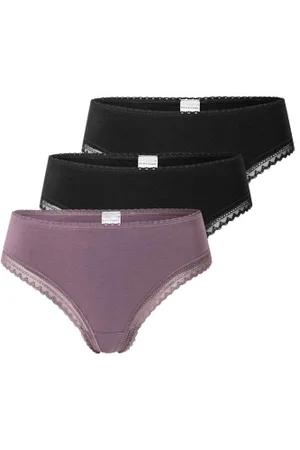 Schiesser 3P Modern Cheeky String Lila/Zwart katoen 36 Dames