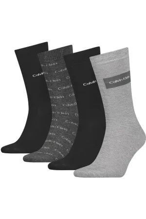Calvin Klein Calvin Klein Sokken 4P Men All Over Logo Giftbox Zwart/Grijs One Size Heren