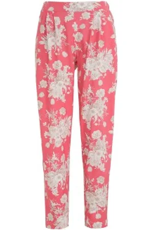 Damella Flower Cotton Pyjama Pants Roze patroon katoen Small Dames