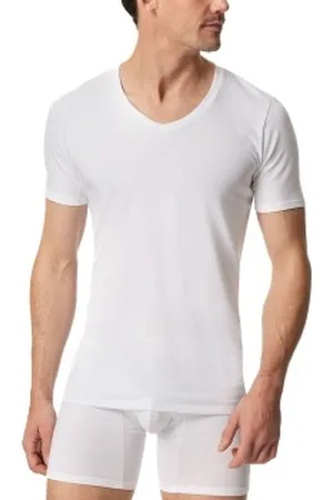 Schiesser Premium Cotton V-neck Shirt Wit katoen Small Heren