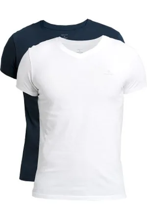 GANT 2P Basic V-Neck T-Shirt Wit/Marine katoen Medium Heren