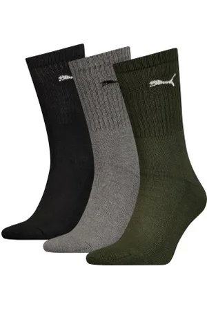PUMA Sokken 3P Sport Crew Socks Zwart/Groen Maat 35/38