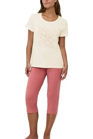 Triumph PK 02 Capri Pyjama Set Roze/Beige katoen 36 Dames
