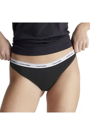 Calvin Klein Modern Logo Thong Zwart katoen X-Small Dames
