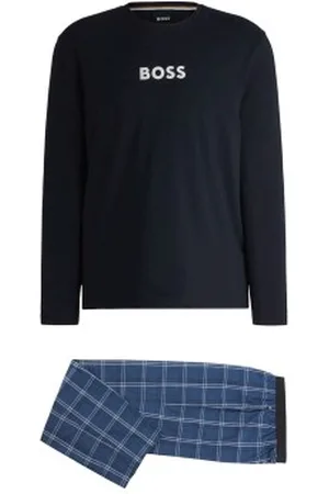 HUGO BOSS Easy Long Night Set Blauw katoen Medium Heren