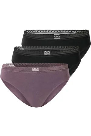 Schiesser 3P Modern Lace Rio Briefs Lila/Zwart katoen 36 Dames